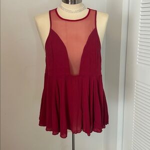 Sheer Red Sleeveless Top